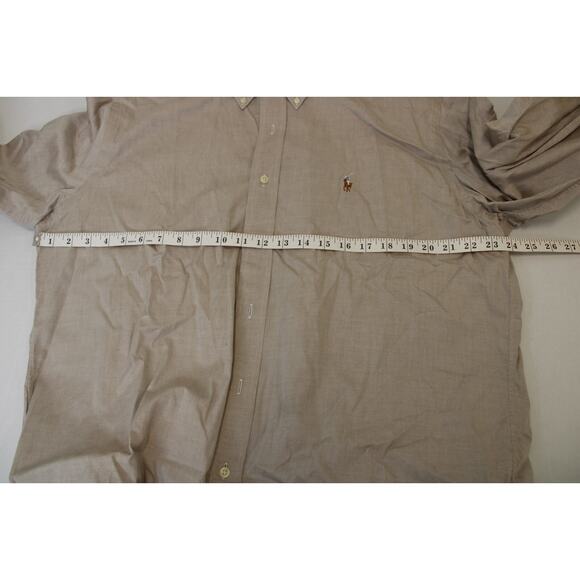 Polo Ralph Lauren Shirt Men Size 16-35 Beige Long Sleeve Button Down Cotton - Picture 5 of 7